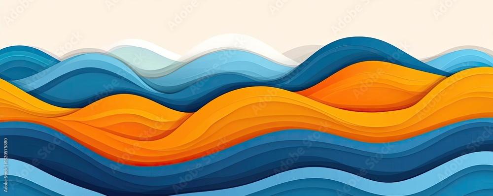Poster abstract landscape background concept. abstract waves in vibrant colors creating a serene and fluid 