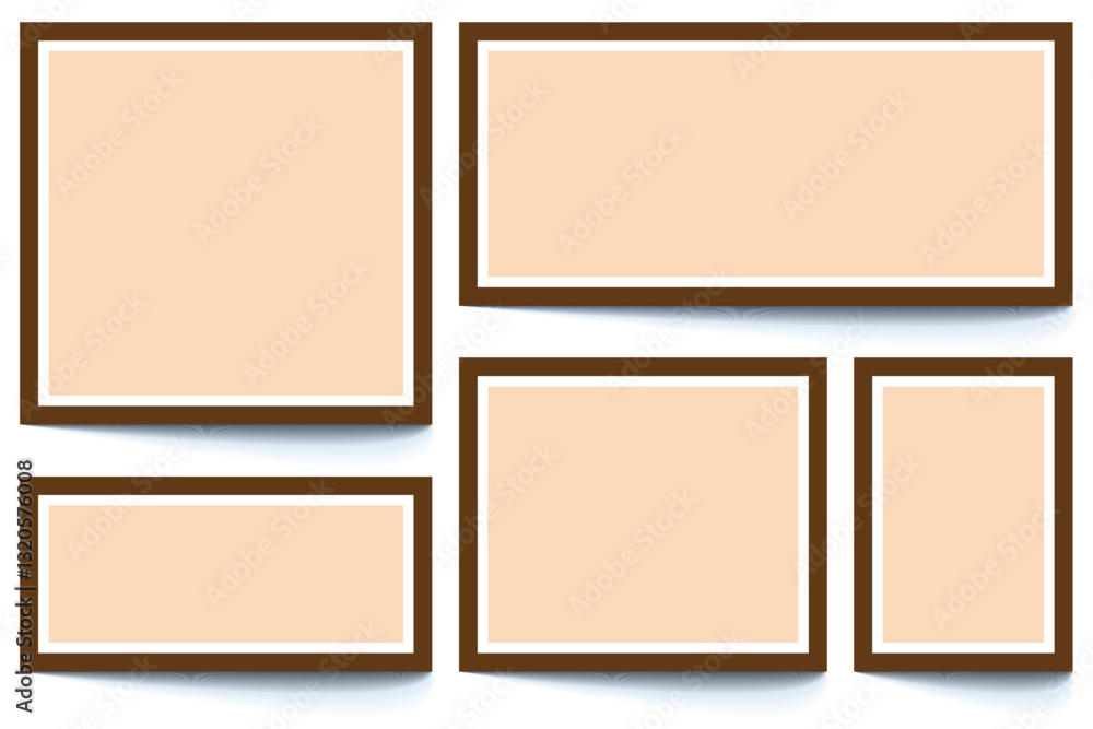 Aufkleber realistic empty photo card frame, film set. vector isolated picture frame mockup with shadow on tran