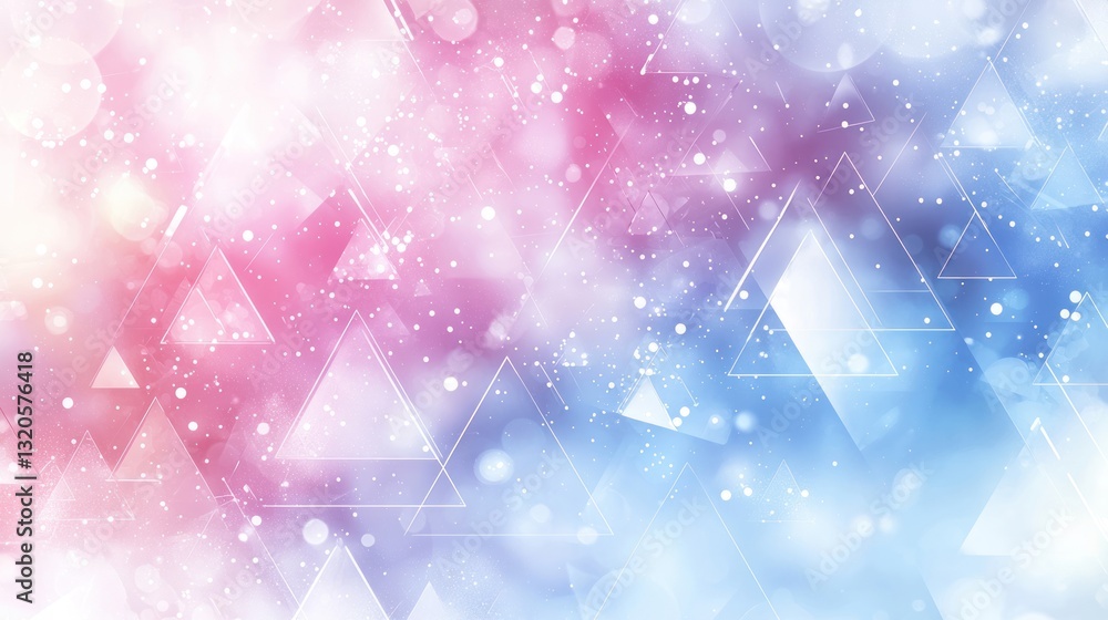 Aufkleber abstract illustration featuring triangles with soft color gradients and particles