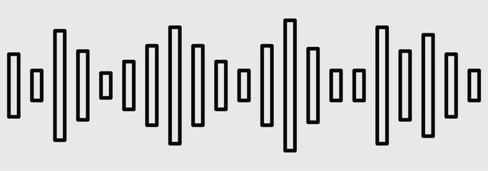 Podcast sound waves and audio soundwave of voice message records, vector icons. Audio frequencies. Black and gray soundwave frequency icon. Dynamic vertical lines illustrating sound waves. 