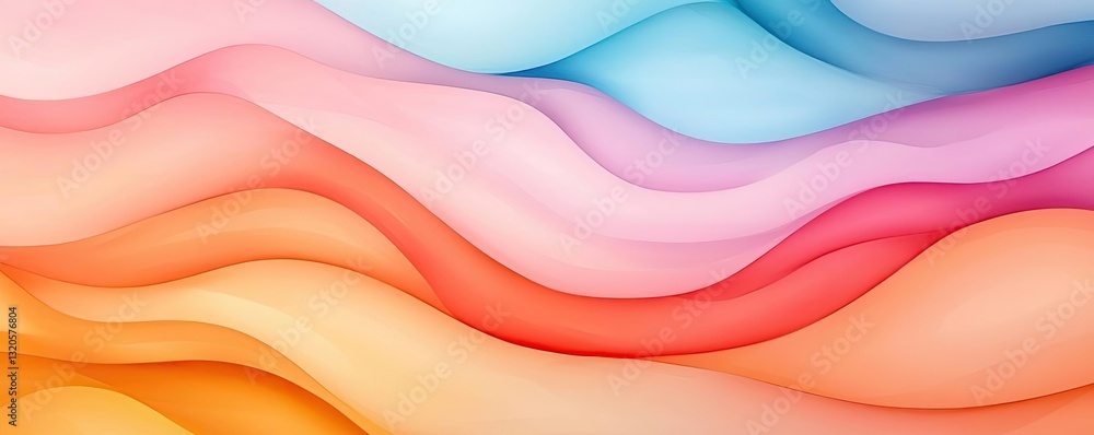 Poster digital watercolor painting abstract background concept. colorful abstract wave design with smooth t
