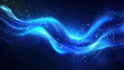 Abstract blue wave patterns in dark background