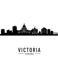 Fototapeta premium Victoria, British Columbia Skyline Silhouette - Vector Illustration