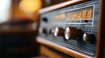 Vintage radio panel closeup