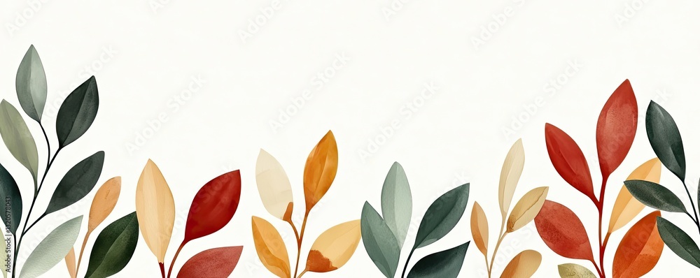 Poster digital watercolor painting abstract background concept. a vibrant array of abstract leaves in vario