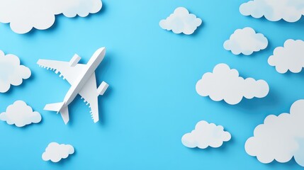 Paper Airplane Flying Through Paper Clouds