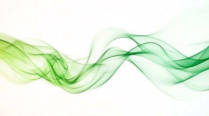 abstract background, wavy abstract green lines in wave shape, data flow concept, white background and green wave flow