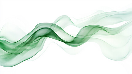 abstract background, wavy abstract green lines in wave shape, data flow concept, white background and green wave flow