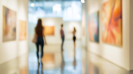 Art gallery interior blurred background