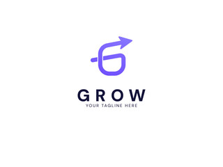 Modern grow Business with letter G Growth arrow logo vector design concept. Growth logotype symbol for digital finance, ui, technology, investment, business, website, financial, identity, company.