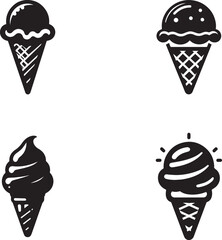 Ice Cream Cone Silhouette Set - Classic and Modern Designs