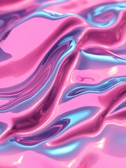 Obraz premium A close-up of shimmering pink and blue waves, creating a fluid, abstract texture that conveys a sense of movement and vibrancy.