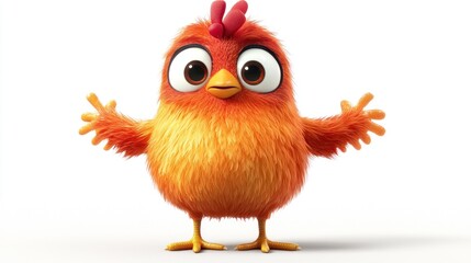 Fototapeta premium A charming cartoon chicken displaying a welcoming and friendly gesture