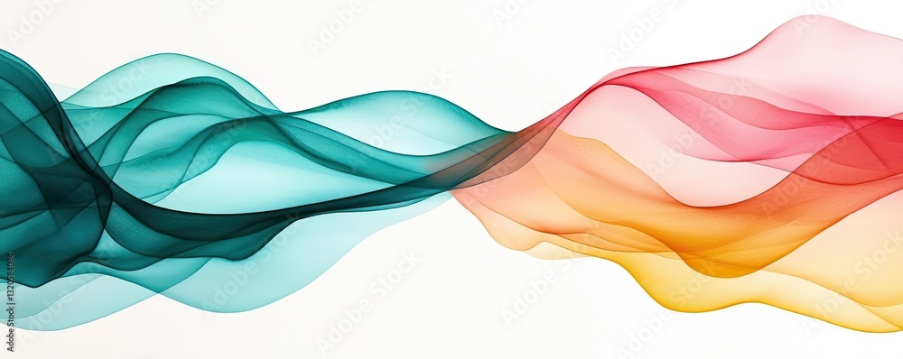 Poster digital watercolor painting abstract background concept. colorful abstract waves blending together, 