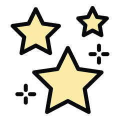 Stars icon in flat line style representing astronomy night sky and celestial bodies ideal for space exploration science and cosmic concepts.