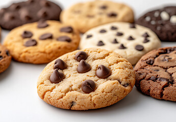 a close-up of various cookies,