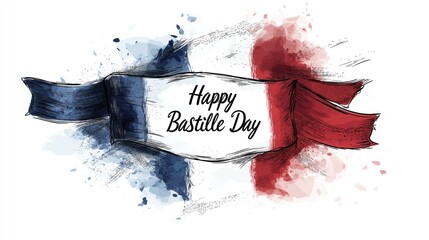 happy Bastille day france greetings. vector illustration design.