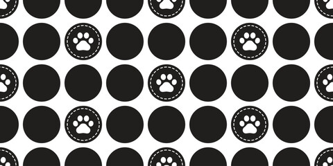 dog paw seamless pattern polka dot cat footprint vector dash line pet puppy kitten cartoon doodle french bulldog gift wrapping paper repeat wallpaper tile background scarf isolated illustration design