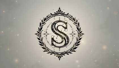 Elegant Letter S Design with Decorative Wreath on Light Background