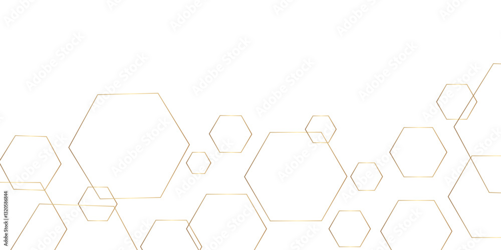 Aufkleber Abstract background golden hexagon stock line background. abstract artistic of geometric background Gold gradient abstract seamless vector pattern. Minimal style website banner, decoration Vector.	