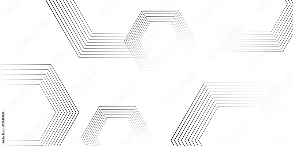 Fototapete Abstract white background with gradient hexagon shape stock line texture seamless pattern. Modern pattern elegant simple style digital line technology concept template background vector illustration..