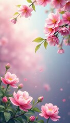 Naklejka premium Soft pastel hues blending in a dreamy depiction of the spring season, soft, colors, dreamy