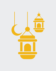 lantern icon flat design vector for ramadan, eid fitr, eid adha