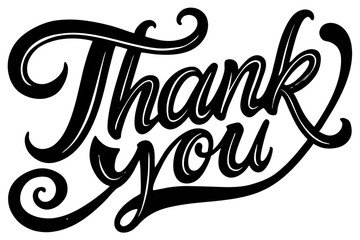 Minimalist and Elegant Thank You Script in Black – Transparent PNG Download