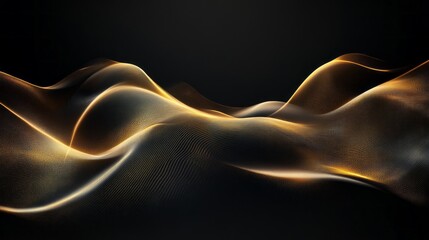 A flowing golden wave pattern contrasts beautifully with a deep black backdrop, perfect for crafting high-end invitations for weddings, galas, and exclusive celebrations