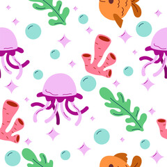 Marine Life Seamless Pattern
