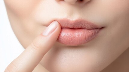 Close-up of natural lips with a gentle touch.