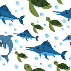 Marine Life Seamless Pattern