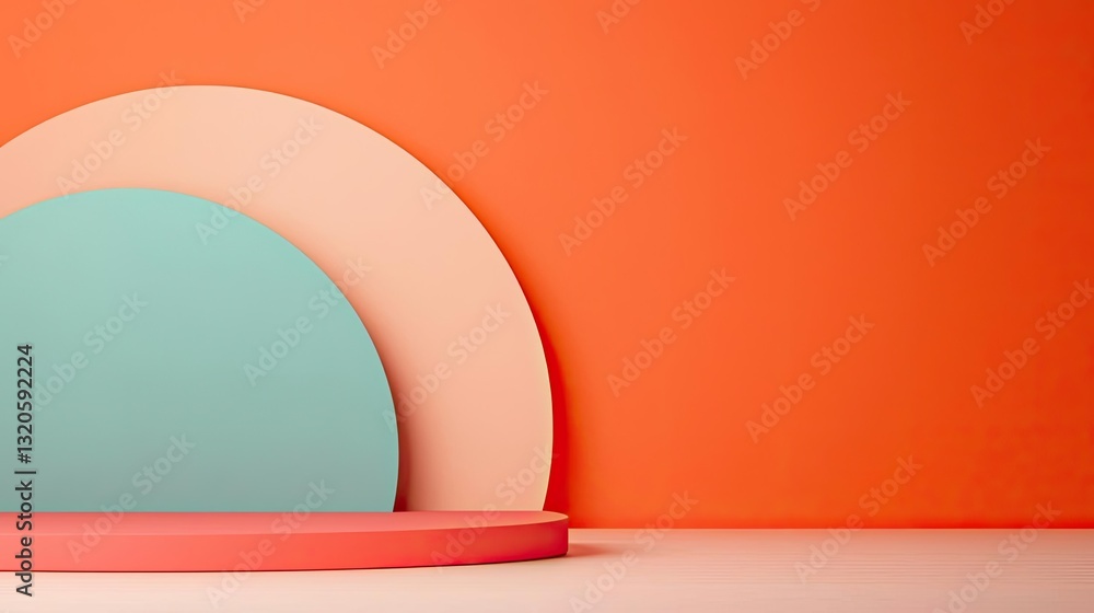 Poster minimalist graphic design abstract background idea. abstract geometric shapes on an orange backdrop 