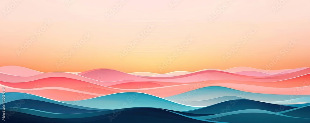 Poster minimalist graphic design abstract background idea. abstract waves in soft pastel tones create a tra