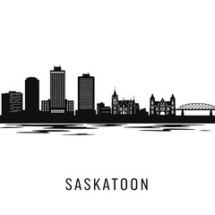 Naklejka premium Saskatoon Skyline Silhouette - Vector Illustration