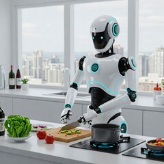 Fototapeta premium Robot performing human job
