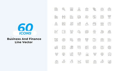 Business And Finance Icons Set Layout Vector Template. Vector illustration in line style of icons	
