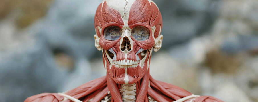 Anatomical art showcasing human muscular system in detail