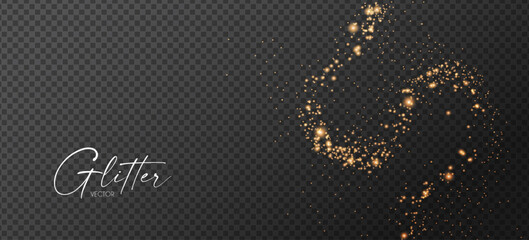 Gold glitter transparent effect. Elegant luxury gold dust. Shining light effect. Golden dust