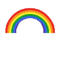 Fototapeta premium A rainbow in pixel art style on a white background.