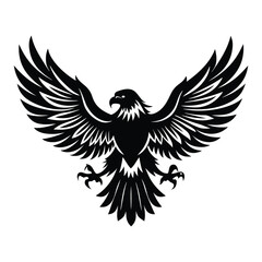 Majestic Eagle Silhouette Vector Illustration, Bold and Patriotic Design on a White Background