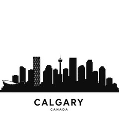 Naklejka premium Calgary Skyline Silhouette - Vector Illustration