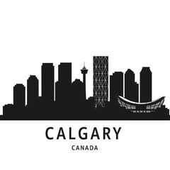 Fototapeta premium Calgary Skyline Silhouette - Vector Illustration