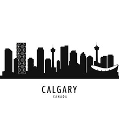 Fototapeta premium Calgary Skyline Silhouette - Vector Illustration