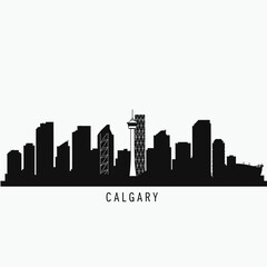 Calgary Skyline Silhouette - Vector Illustration