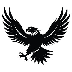 Fototapeta premium Majestic Eagle Silhouette Vector Illustration, Bold and Patriotic Design on a White Background
