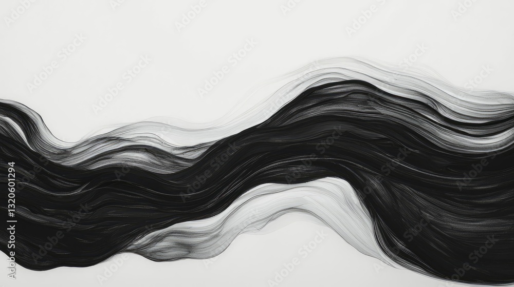 Aufkleber ink illustration abstract background idea. abstract wavy lines in black and white create a modern ar
