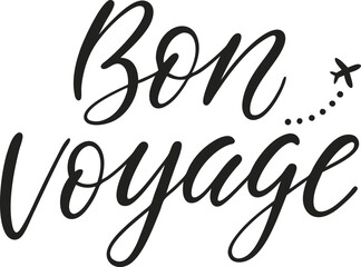 Elegant hand-lettered Bon Voyage travel typography