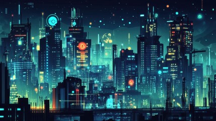 Smart city concept with big data visualization, AI-powered systems analyzing traffic, energy usage, and urban planning in real-time