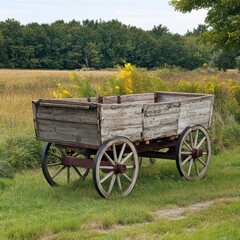 Obraz premium Old wooden farm wagon